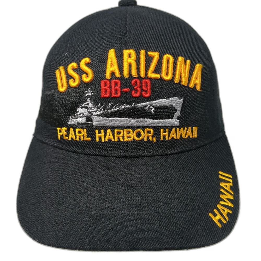 Chelona Baseball Cap Black One Size USS Arizona BB-39 Pearl Harbor Hawaii Hat